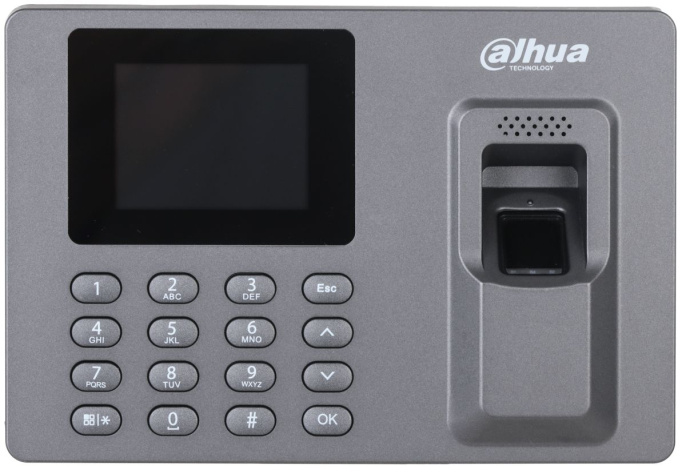 Терминал контроля доступа Dahua DHI-ASA1222EL 2.4" TFT дисплей, 16 механических кнопок, поддержка до 1000 пользователей, 2000 отпечатков пальцев, 1000 паролей и 100000 записей посещаемости, поддержка смены по отделам и лицам, поддержка импорта и экспорта