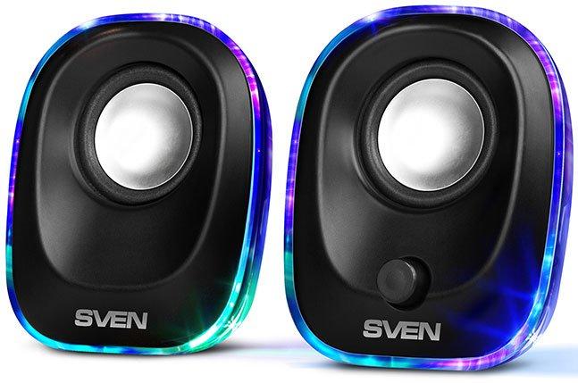 Колонки SVEN 330, чёрный, USB, акустическая система 2.0, мощность 2x2,5 Вт RMS , подсветка SV-014001