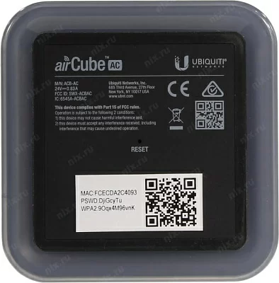 Точка доступа Wi-Fi Ubiquiti Bad Pack airCube ACB-AC Wi-Fi маршрутизатор 2.4+5 ГГц, 4х 1G RJ45, PoE Pass-Through (026652)
