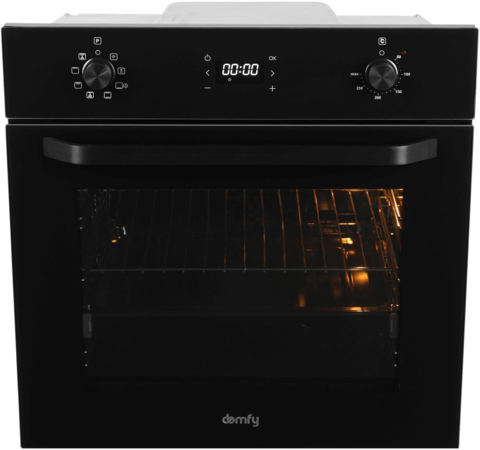 Духовой шкаф электрический DOMFY DM6642EO BG,  68л,  стекло черное