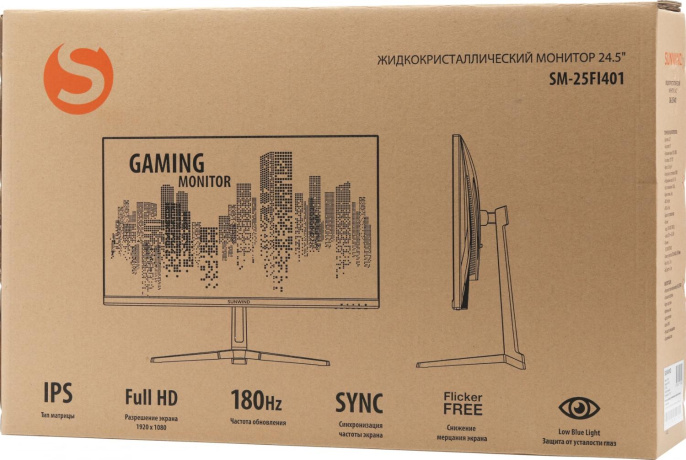 24.5" Монитор SunWind SM-25FI401,  1920x1080,  IPS,  180Гц,  1хHDMI,  1хDP,  черный [sm25sg01]