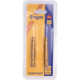 Биты намагниченные PRO PH2, 50 мм, 2 шт, S2 TiN, 58-60 HRC ТУНДРА 7461762