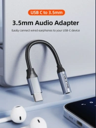 Удлинительный кабель CABLETIME CP79G (CT-C160-PU31-CMAU(D)-AS0.1) 0.1 м, ЦИФРОВОЙ *USB C TO AUDIO, черный