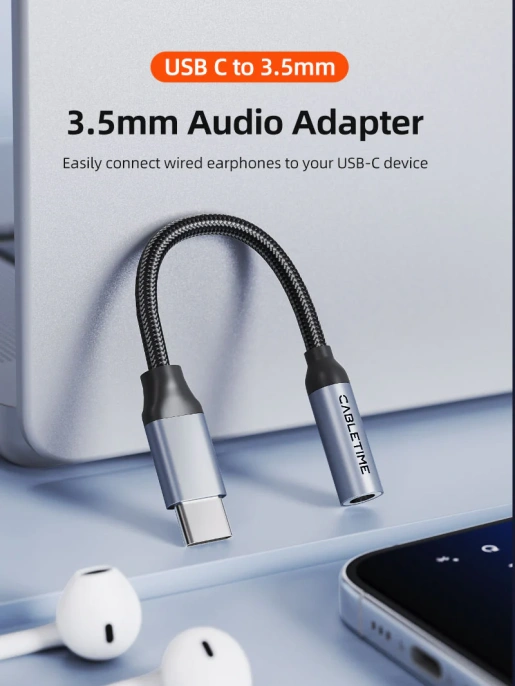 Удлинительный кабель CABLETIME CP79G (CT-C160-PU31-CMAU(D)-AS0.1) 0.1 м, ЦИФРОВОЙ *USB C TO AUDIO, черный