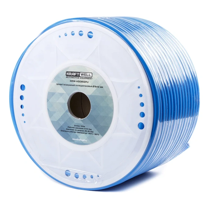 Шланг полиуретановый на катушке Ø8x12 мм, 100 м KraftWell KRW-HS0812PU