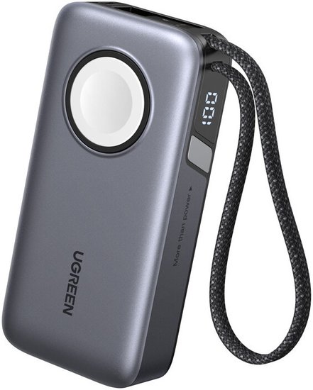Внешний аккумулятор UGREEN PB527 55434B 10000mAh Power Bank 30W с магнитной зарядкой. Цвет: серый космос (55434B_)