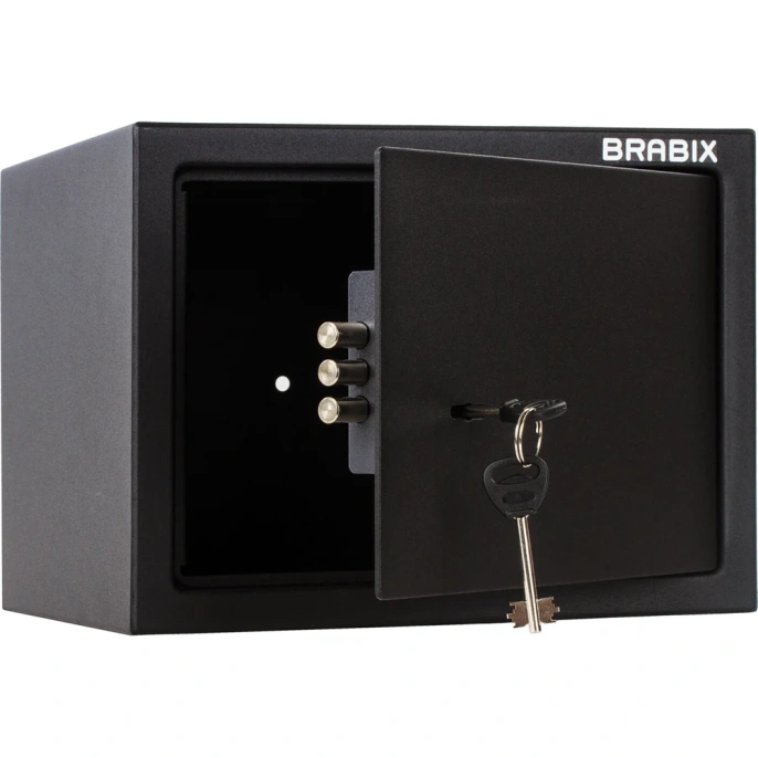 Офисный мебельный сейф BRABIX SF-230KL 230х310х250 мм, ключевой замок, черный 291146