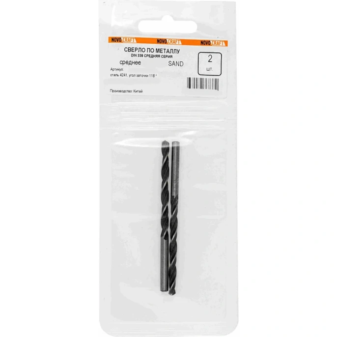 Сверло по металлу среднее SAND (2 шт; 4.2х75х43 мм; DIN 338) NOVOCRAFT B338042G2