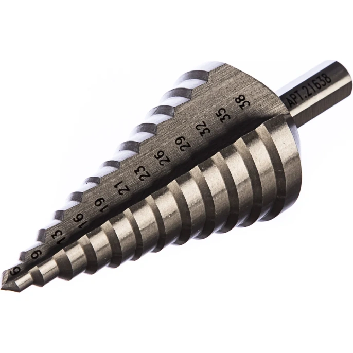 Сверло ступенчатое (6-38 мм; 12 ступеней; ход 5 мм) по металлу Энкор 21638