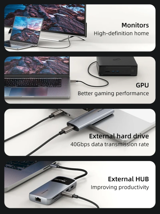 Кабель USB4 CABLETIME CU44L (CT-USB4-ZG2) 2 м, коаксиальный, черный TPE + нейлоновый 40G/240W, АУДИО-ВИДЕО 8K/60HZz