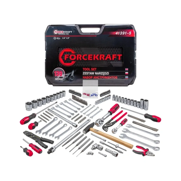 Набор инструментов Forcekraft 139 предметов 1/4", 1/2" (6гр.) (4-32мм) FK-41391-5(56420)