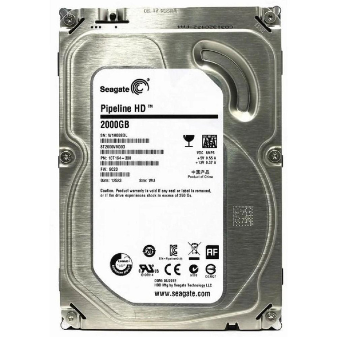 2TB Seagate Pipeline HD ST2000VM003 {SATA 6.0Gb/s, 5900 rpm, 64mb buffer, 3.5",для медиацентров} RECERTIFIED HDD