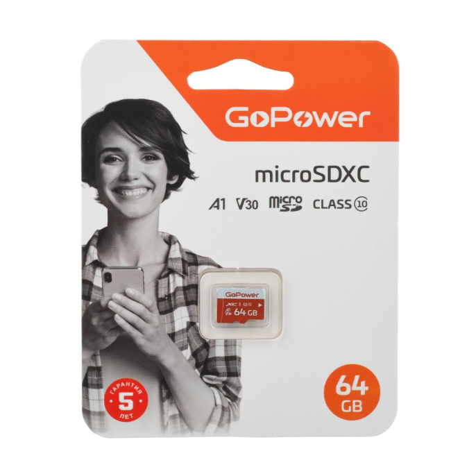 Карта памяти microSD GoPower 64GB Class10 UHS-I U3 100 МБ/сек V30 без адаптера Карта памяти microSD GoPower 64GB Class10 UHS-I U3 100 МБ/сек V30 без адаптера 00-00025681