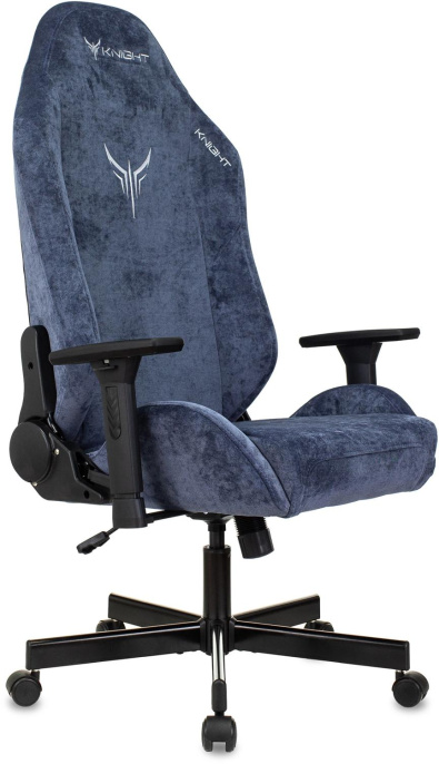 Кресло игровое Knight N1 Fabric синий Light-27 с подголов. крестов. металл