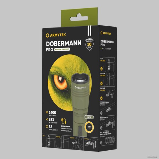 Фонарь Armytek Dobermann Pro Magnet USB Olive Теплый
