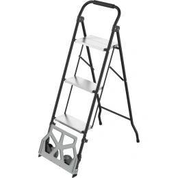 Стремянка Zalger 2в1 с колесами и платформой, сталь 911-3