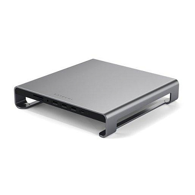 Satechi Type-C Aluminum iMac Stand with Built-in USB-C Data, USB 3.0, Micro/SD Card - Space