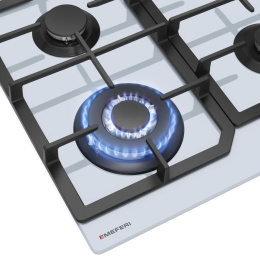 Газовая варочная панель MEFERI Glass comfort MGH604WH,  4 конфорки,  закаленное стекло,  белый