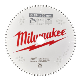 Диск пильный Milwaukee 254x30x3.0x80 TF 4932471318 по алюминию для торцовочной пилы, угол атаки зуба: -5°, низкая вибрация