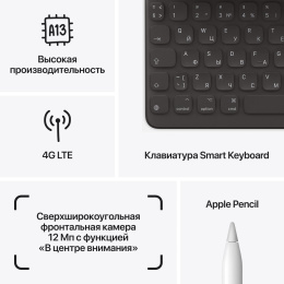 10.2" Планшет Apple iPad 2021 Wi-Fi + Cellular A2604 3/64 GB A13 Bionic 4G, 2160 x 1620, iOS, серебристый [mk493hn/a]