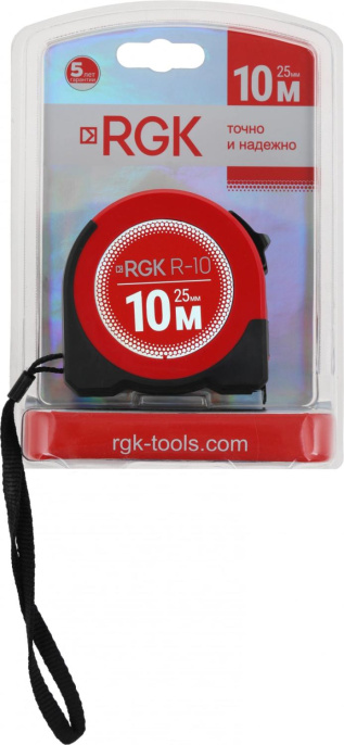 Рулетка строительная RGK R10,  10м x25мм [774918]