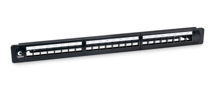 Cabeus PLB-24 Модульная патч-панель 19", 24 порта, 1U, для неэкранированных модулей, с задним кабельным организатором (без модулей)