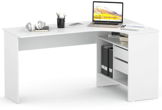 Стол компьютерный Сокол СПм-25 П, ЛДСП, белый