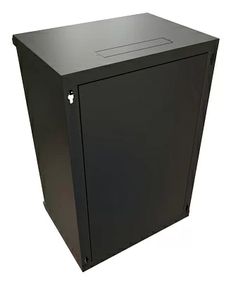 Шкаф коммутационный WRline (WR-TW-2266-GP-RAL9004) настенный 22U 600x600мм пер.дв.стекл 2 бок.пан. 60кг черный 520мм 1086мм IP20 сталь