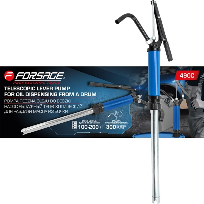 Ручной рычажный телескопический насос для раздачи масла на бочку Forsage F-490C 48804