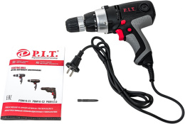 Дрель-шуруповерт P.I.T. PBM10-C2 безударная, диаметр патрона: 0.8 - 10мм, количество скоростей: 2, диаметр сверления: дерево 25мм, металл 10мм, максимальный крутящий момент: 26Нм, мощность: 400Вт