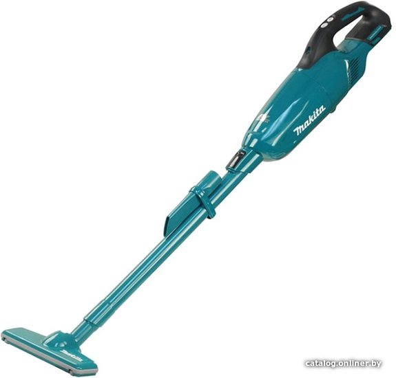 Пылесос Makita DCL281FZ вертикальный 2-в-1, сухая уборка, объем пылесборника: 0.75л, 2 степени фильтрации, цельная труба всасывания, регулировка мощности, управление мощностью на рукоятке, вертикальная парковка, бирюзовый
