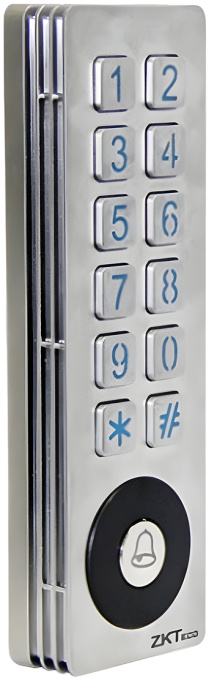 Терминал контроля доступа ZKTeco SKW-V[ID] память RFID/учетных записей на 5000 карт, RFID карт Em-Marine 125 кГц, Wiegand 26/34, 1 реле, 1 датчик двери, 1 кнопка выхода, 1 дверной звонок, 1 тревога, DC 9-15В, рабочая температура -10℃ - +60°C, IP65