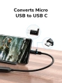 Адаптер CABLETIME CP72G (CT-OTG-CMBF-AGL) USB-C Male to USB2.0 Micro B Female OTG С петлей Lanyaed. Алюминий