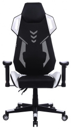 Кресло игровое Cactus CS-CHR-090BLW, экокожа/сетка, до 120кг, регулируемые 2D подлокотники,  черный/белый