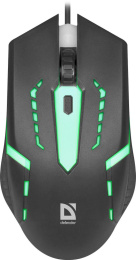 Мышь проводная Defender Hit MB-601, игровая, оптическая, USB, 1200dpi, черный [52601]