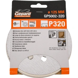 Шлифлист круглый самосцепляющийся 125 мм, Р320, 5 шт Gepard GP5002-320