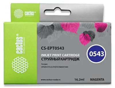Cactus C13T05434010 Картридж струйный CS-EPT0543 пурпурный для Epson Stylus Photo R800/ R1800 (16,2ml)