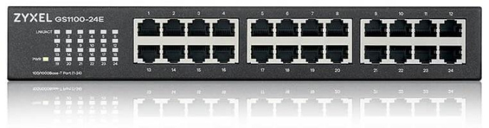 Коммутатор Zyxel GS1100-24E, 24xGE, rack 19", бесшумный оторвана часть коробки.