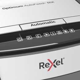 Уничтожитель бумаг Rexel Optimum AutoFeed 50X, с автоподачей, P-4, 4х28 мм, 50 лист. одновременно, 20л [2020050xeu]