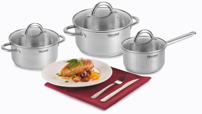 Ковш Rondell Point RDS-1308 0.9л. d 14см с крышкой стальной