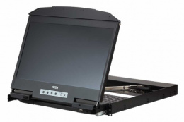 KVM консоль ATEN 18.5" Ultra Short Depth Dual Rail WideScreen LCD Console USB, HDMI / DVI / VGA, 1920x1080 CL3800NW-ATA-RG