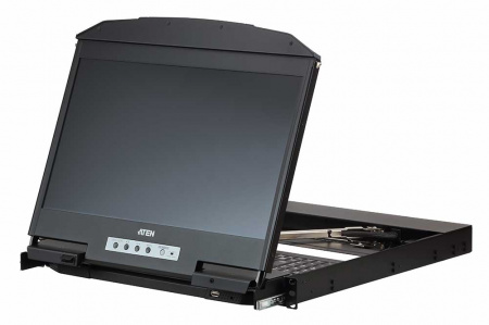 KVM консоль ATEN 18.5" Ultra Short Depth Dual Rail WideScreen LCD Console USB, HDMI / DVI / VGA, 1920x1080 CL3800NW-ATA-RG
