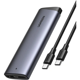 Бокс внешний для жесткого диска UGREEN CM767 55150 M.2 NVMe/SATA SSD Enclosure 20Gbps. Цвет: серый космос 55150_