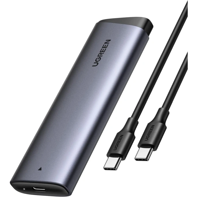 Бокс внешний для жесткого диска UGREEN CM767 55150 M.2 NVMe/SATA SSD Enclosure 20Gbps. Цвет: серый космос 55150_