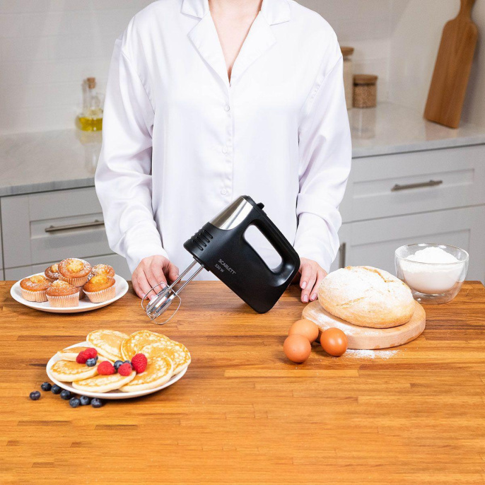 Миксер Scarlett SC-HM40S23, ручной,  черный и серебристый