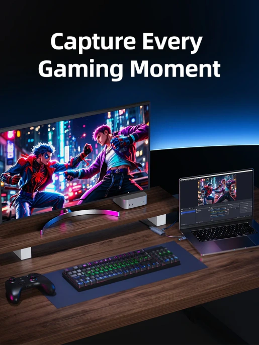 Адаптер видеозахвата CABLETIME CB66G (CT-ACHC3P-AG) USB 3.0 A+C в HDMI с помощью PD100W