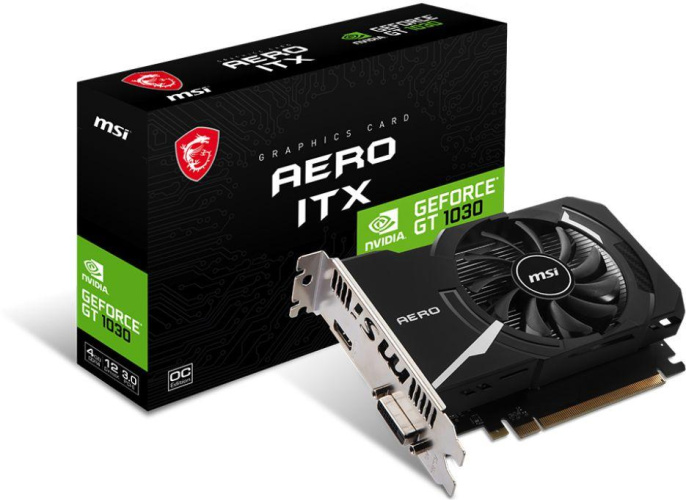 Видеокарта MSI NVIDIA  GeForce GT 1030 GT 1030 AERO ITX 4GD4 OC 4ГБ Aero, DDR4, OC,  Ret