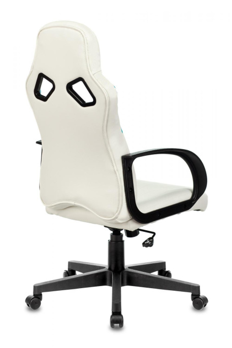 Кресло игровое ZOMBIE RUNNER, на колесиках, экокожа, белый/голубой [zombie runner white]