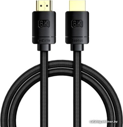 Кабель Baseus CAKGQ-J01 High Definition Series Adapter Cable 8K HDMI 2.1 to 8K HDMI 8K 2.1 1m; 48 Гбит/с; поддрежка: 3D Video, 8K@60Hz, 4K@120Hz, 2K@144Hz, Static HDR, Dynamic HDR, VRR, QMS, ALLM, eARC; Black