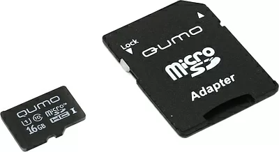 Карта памяти Qumo QM16GMICSDHC10U1 microSDHC 16Gb UHS-I + microSD--SD Adapter